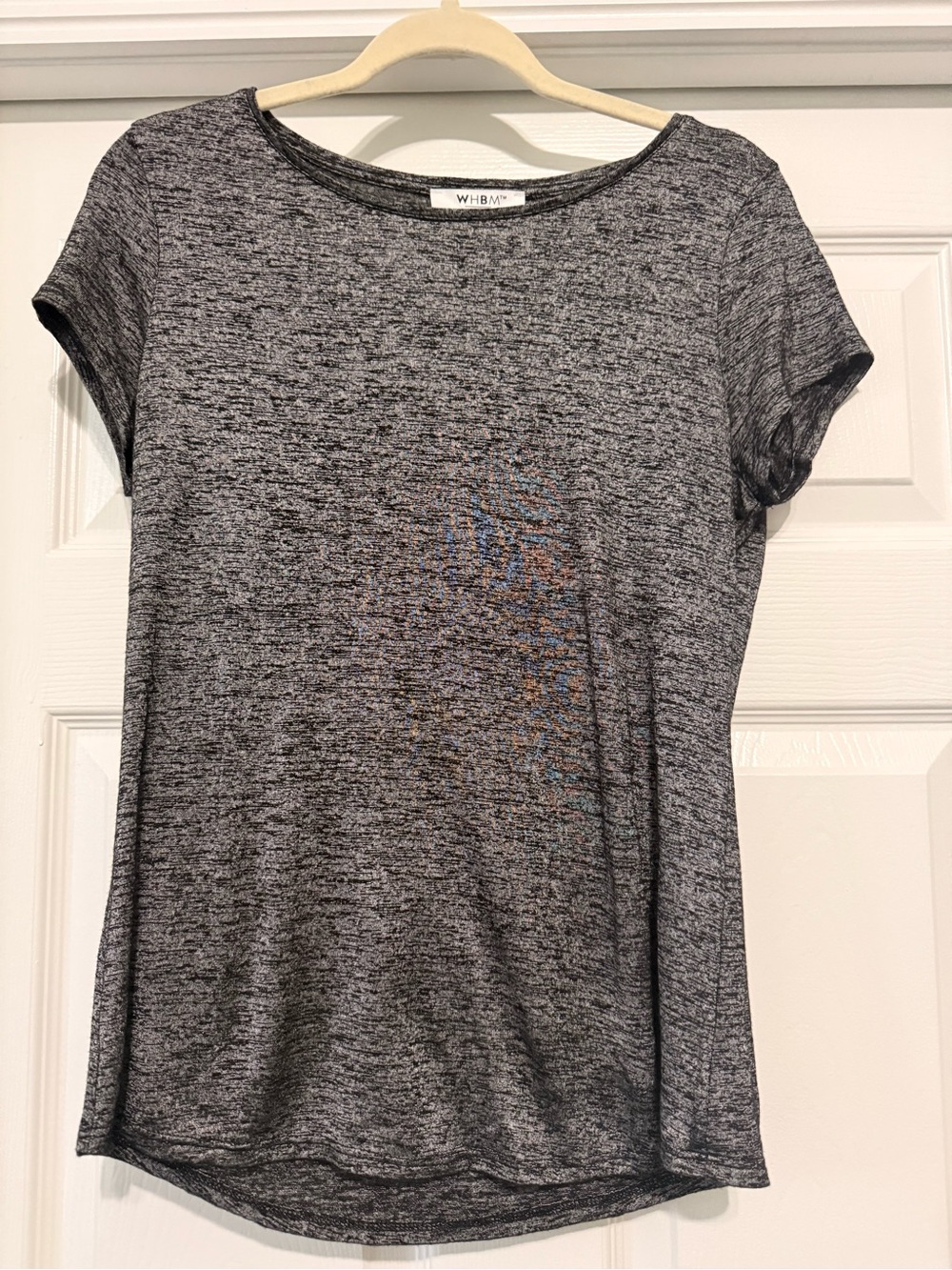 White House Black Market Heathered Charcoal Short Sleeve Tee